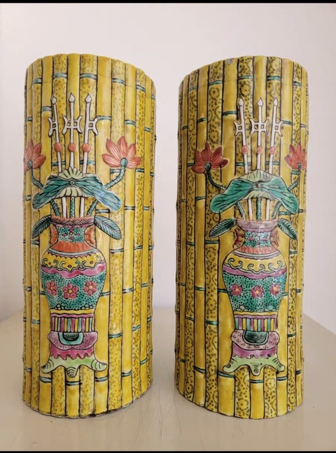 古玩陶瓷捆竹型帽筒拍賣,當前價格5600元