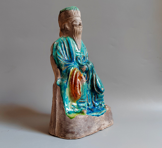 古玩陶瓷精品傳世明代琺華彩孔雀藍(lán)釉神像拍賣(mài),當(dāng)前價(jià)格568元