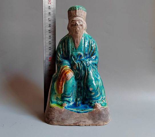 古玩陶瓷精品傳世明代琺華彩孔雀藍(lán)釉神像拍賣(mài),當(dāng)前價(jià)格568元