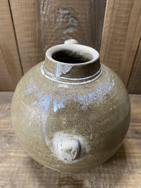 古玩陶瓷五代十國青釉窯變執(zhí)壺拍賣，當前價格880元