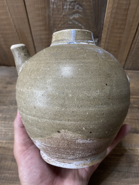 古玩陶瓷五代十國青釉窯變執(zhí)壺拍賣，當前價格880元