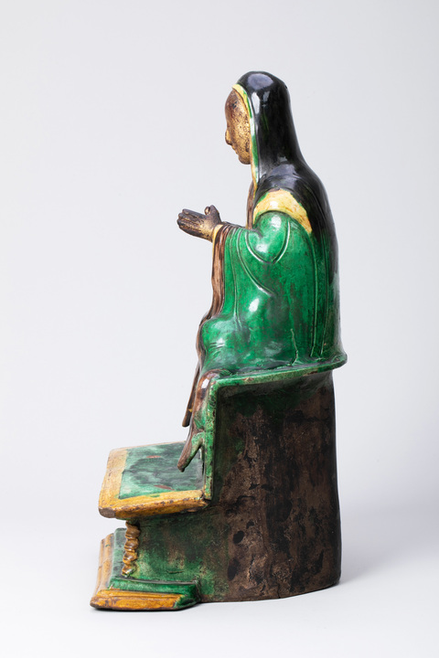 古玩陶瓷素三彩菩薩造像真品鑒賞圖