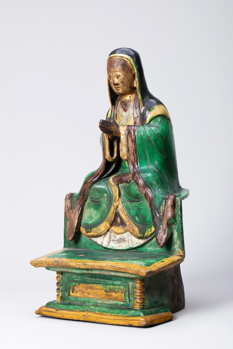 古玩陶瓷素三彩菩薩造像真品鑒賞圖