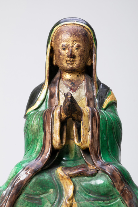 古玩陶瓷素三彩菩薩造像真品鑒賞圖