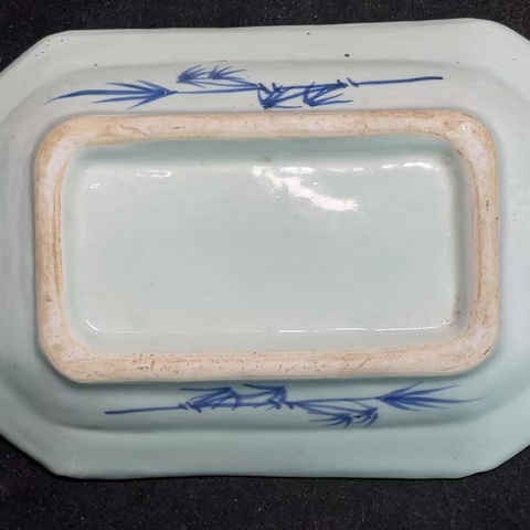古玩陶瓷清乾隆 青花山水紋折沿盤拍賣,當前價格1600元