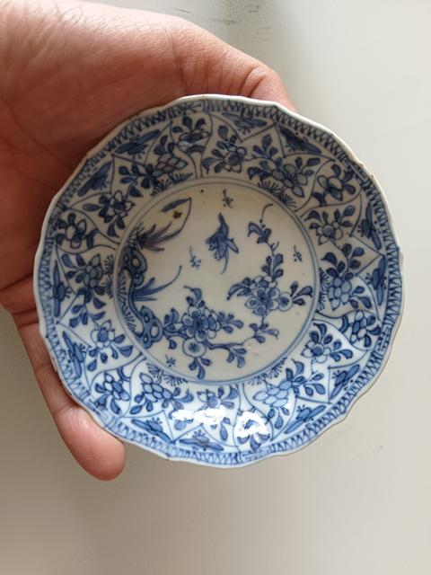 古玩陶瓷青花花鳥紋杯碟真品鑒賞圖