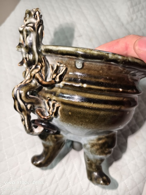 古玩陶瓷褐釉香爐真品鑒賞圖