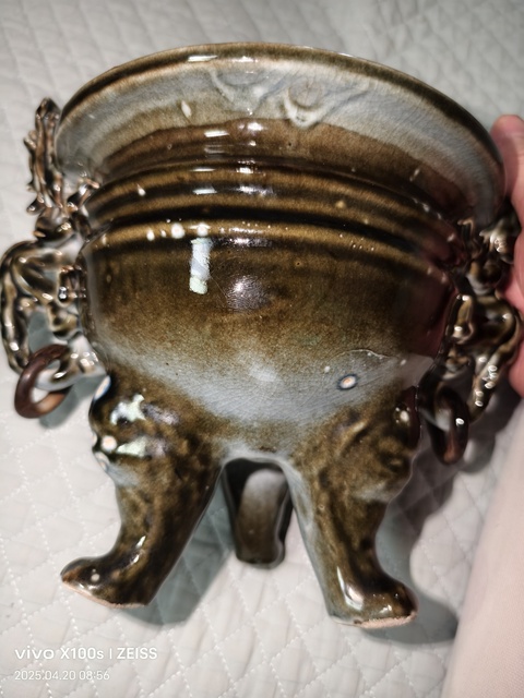 古玩陶瓷褐釉香爐真品鑒賞圖