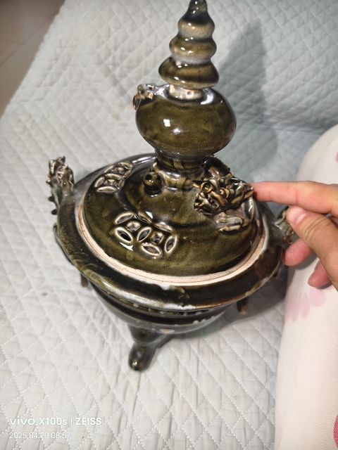 古玩陶瓷褐釉香爐真品鑒賞圖