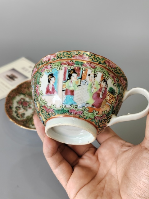 古玩陶瓷咸豐廣彩杯碟套·保真全品拍賣,當前價格1288元