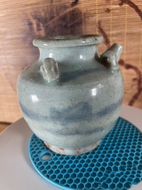 古玩陶瓷清中期青花四系壺拍賣,當前價格98元