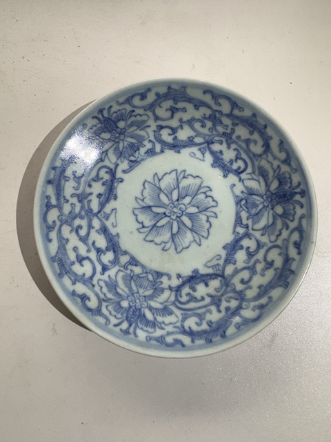 古玩陶瓷青花纏枝花卉紋盤拍賣,當前價格750元