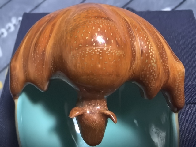 古玩陶瓷粉彩壽桃蝙蝠仿生洗真品鑒賞圖