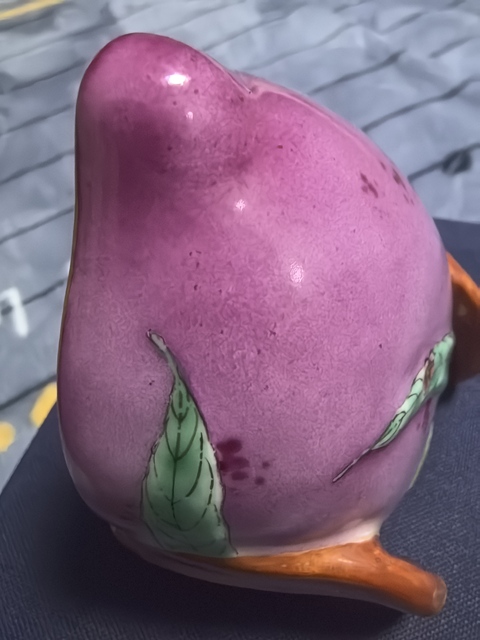 古玩陶瓷粉彩壽桃蝙蝠仿生洗真品鑒賞圖