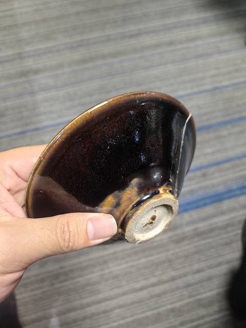 古玩陶瓷黑釉斗笠盞標本真品鑒賞圖