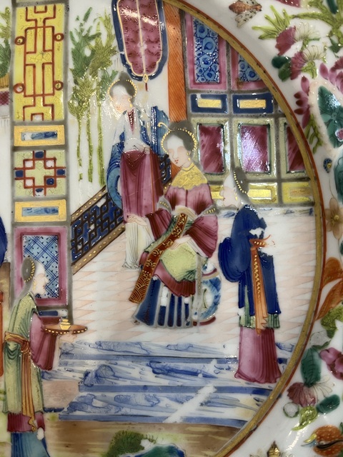 古玩陶瓷清道光 咸豐人物紋廣彩描金盤拍賣,當(dāng)前價(jià)格3888元