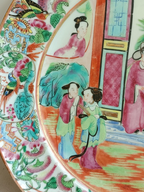 古玩陶瓷廣彩描金西廂記故事紋盤拍賣，當前價格1280元