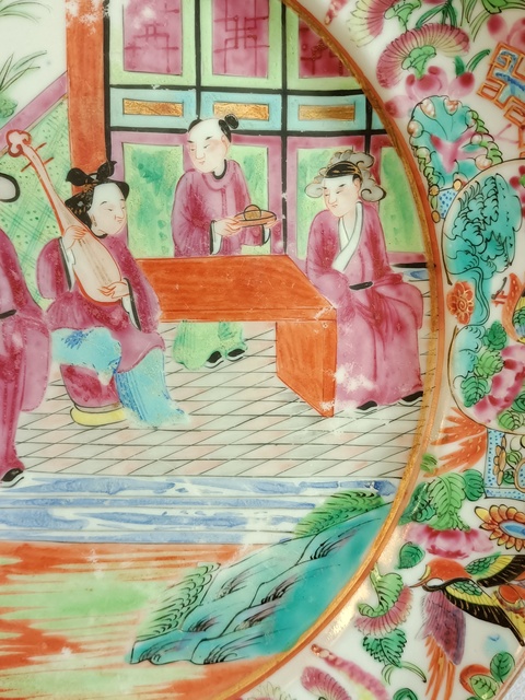 古玩陶瓷廣彩描金西廂記故事紋盤拍賣，當前價格1280元