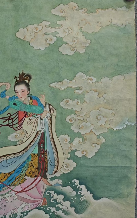 古玩字畫中美協會員王立平繪中書協會員劉振英題天女拍賣,當前價格699元