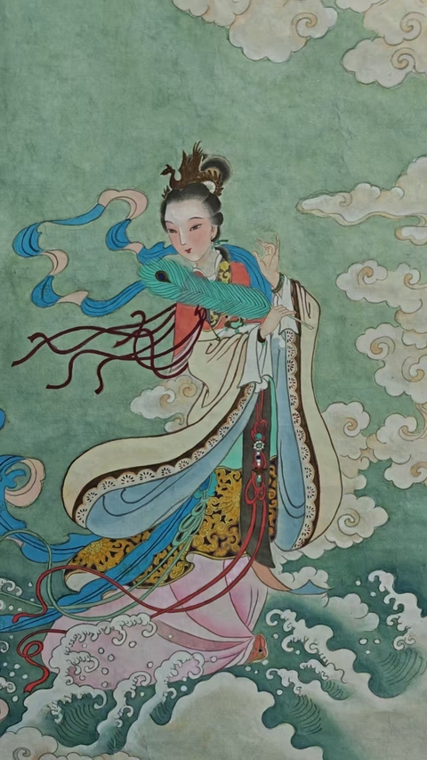 古玩字畫中美協會員王立平繪中書協會員劉振英題天女拍賣,當前價格699元