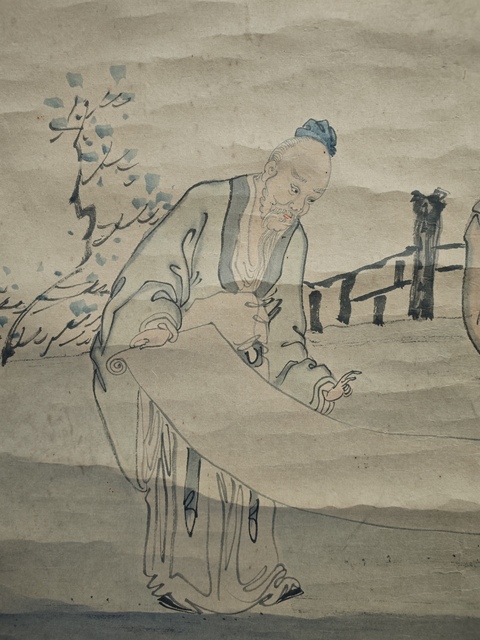 古玩字畫(huà)晚清京東八家之一張石樓五老圖拍賣，當(dāng)前價(jià)格6000元