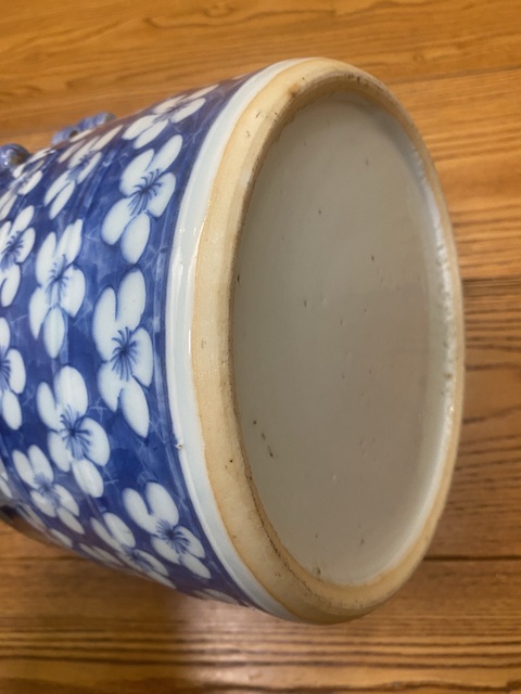 古玩陶瓷青花冰梅圖蓋缸拍賣，當前價格6800元