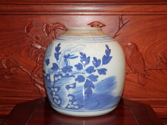 古玩陶瓷清中期?青花洞石牡丹紋罐（全品）拍賣，當前價格2588元