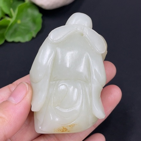 古玩玉器278和田玉手把件 財神 貨品總重約71.8g配證書拍賣,當前價格1650元