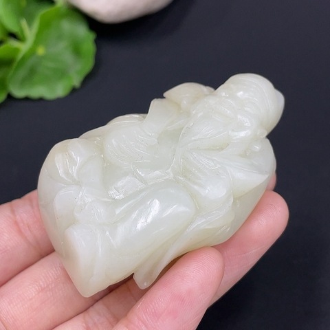 古玩玉器278和田玉手把件 財神 貨品總重約71.8g配證書拍賣,當前價格1650元