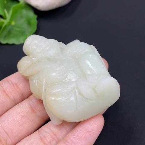 古玩玉器278和田玉手把件 財神 貨品總重約71.8g配證書拍賣,當前價格1650元