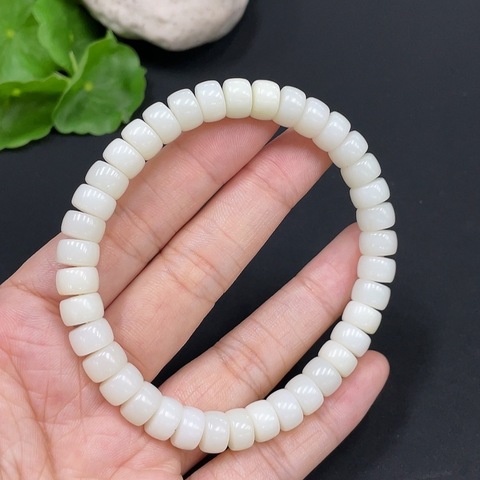 古玩玉器281天然和田玉珠串    貨品總重約26.9g配證書拍賣，當前價格290元