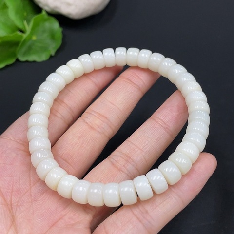 古玩玉器281天然和田玉珠串    貨品總重約26.9g配證書拍賣，當前價格290元