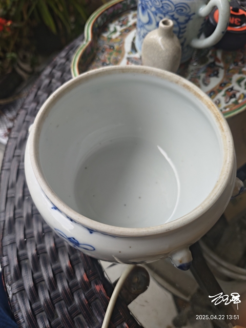 古玩陶瓷晚清青花粥罐底子拍賣,當前價格880元