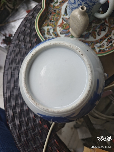 古玩陶瓷晚清青花粥罐底子拍賣,當前價格880元