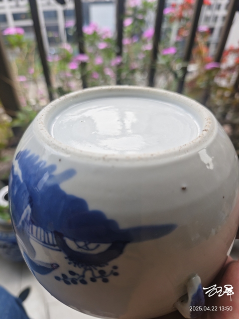 古玩陶瓷晚清青花粥罐底子拍賣,當前價格880元