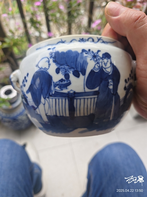古玩陶瓷晚清青花粥罐底子拍賣,當前價格880元
