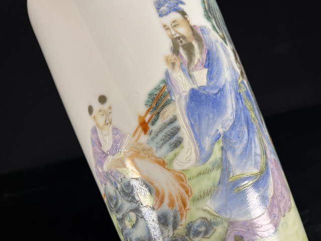 古玩陶瓷民國·粉彩人物故事紋軟棒槌瓶真品鑒賞圖