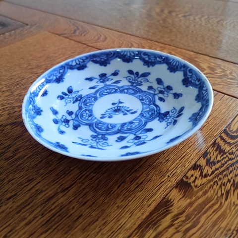 古玩陶瓷康熙青花瓷花卉盤拍賣，當前價格1600元