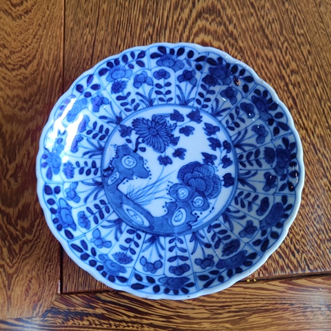 古玩陶瓷（精品）花卉紋青花盤拍賣，當前價格1880元