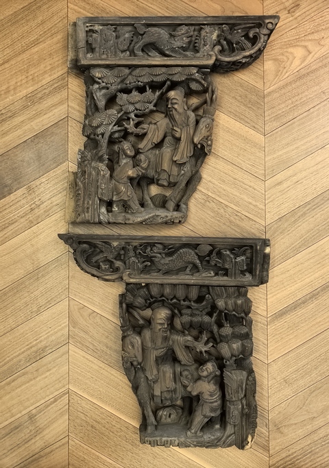 古玩雜項(xiàng)清代木雕南極仙翁牛腿一對(duì)拍賣(mài),當(dāng)前價(jià)格18888元