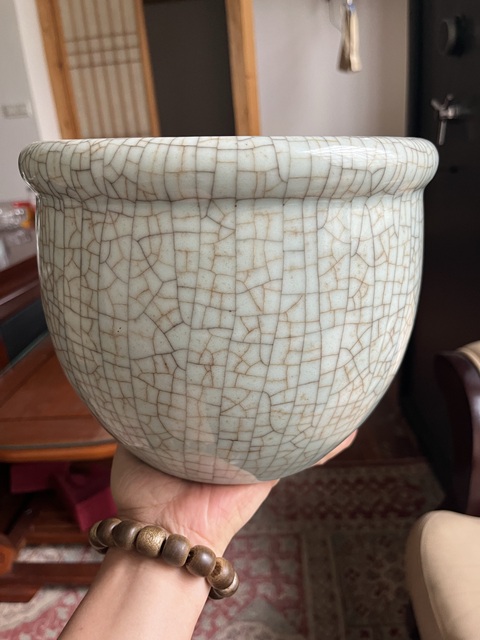 古玩字畫哥釉畫缸真品鑒賞圖
