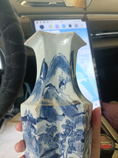 古玩陶瓷道光青花山水人物雙聯瓶拍賣，當前價格6888元