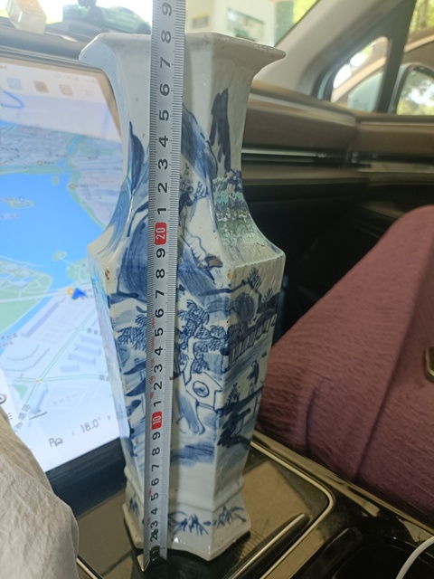 古玩陶瓷道光青花山水人物雙聯瓶拍賣，當前價格6888元