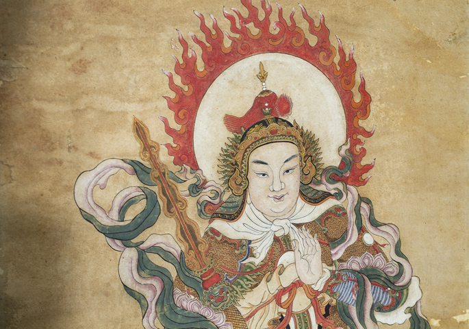 古玩字畫清代·韋陀畫像(雷愷題心經)鏡框拍賣,當前價格117096元