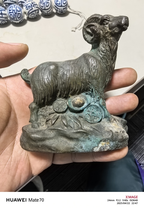古玩銅器銅山羊真品鑒賞圖
