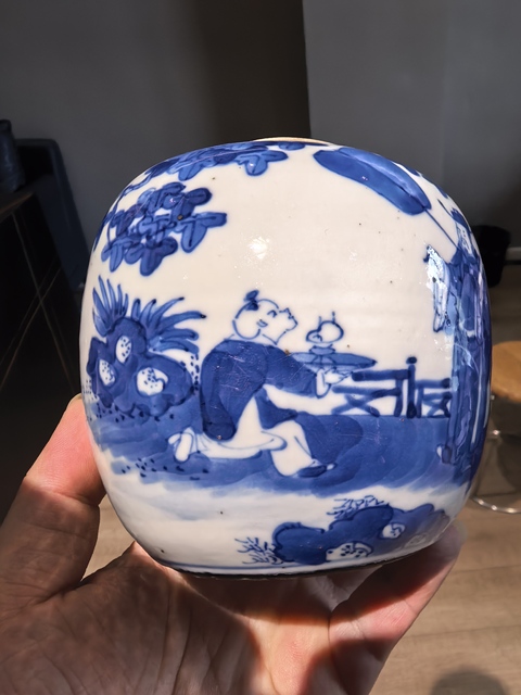 古玩陶瓷青花人物故事紋罐真品鑒賞圖