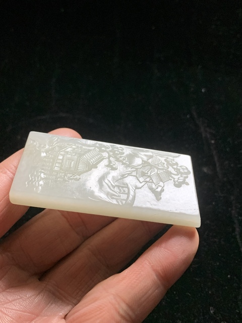 古玩玉器精品和田玉雕“山水牌”拍賣,當前價格11000元