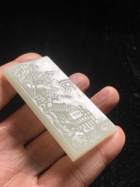 古玩玉器精品和田玉雕“山水牌”拍賣,當前價格11000元