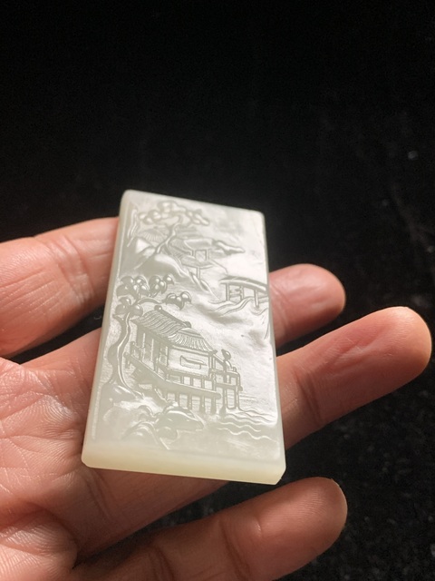 古玩玉器精品和田玉雕“山水牌”拍賣,當前價格11000元