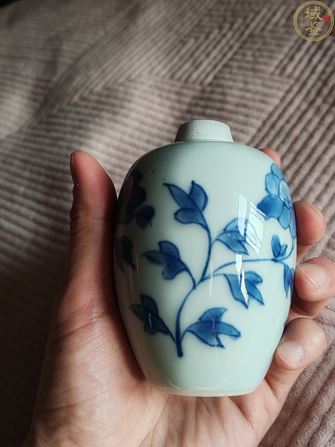 古玩陶瓷青花折技花卉罐真品鑒賞圖